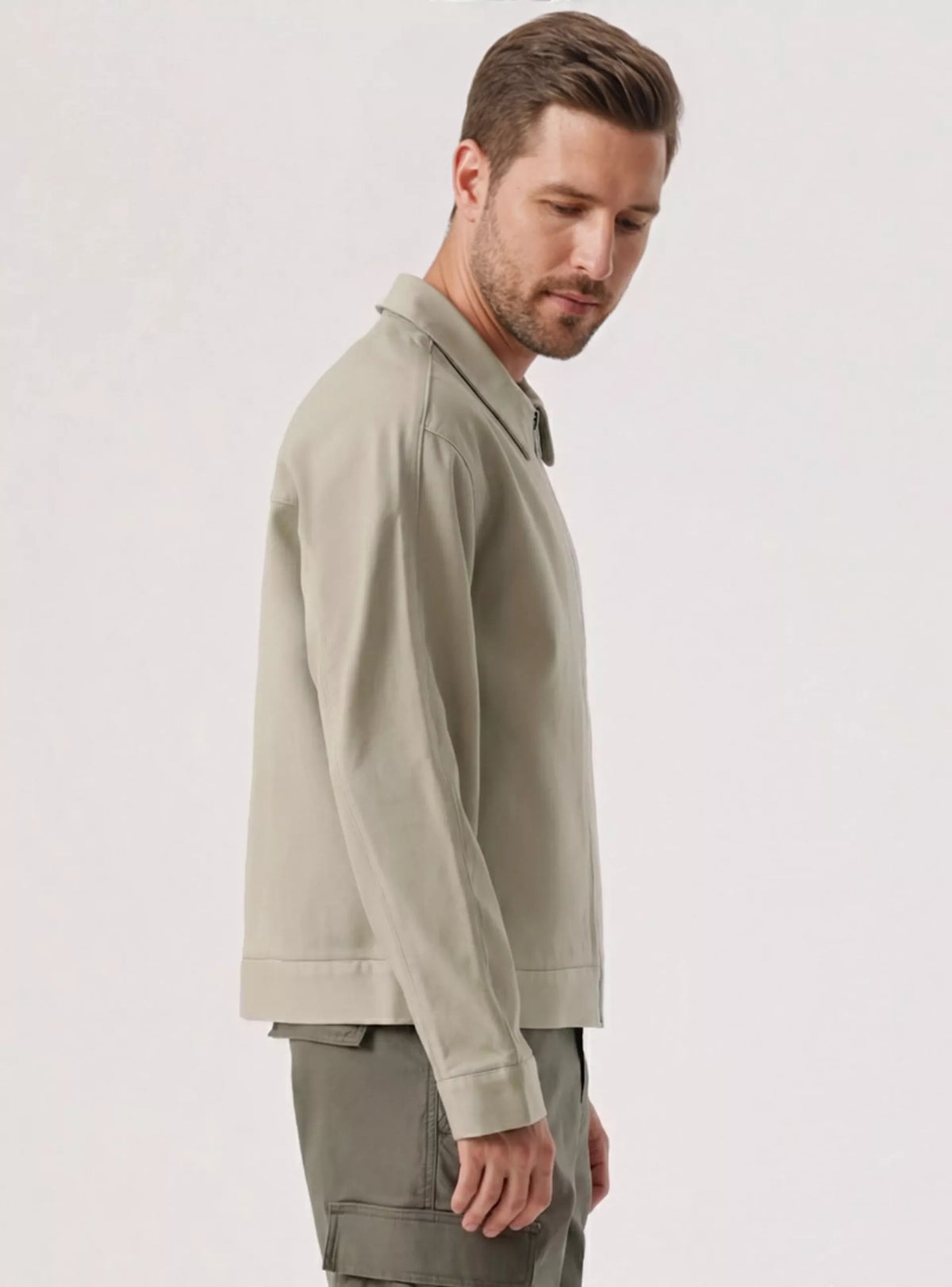 Chaqueta Hombre Laydown Collar Cotton Khaki