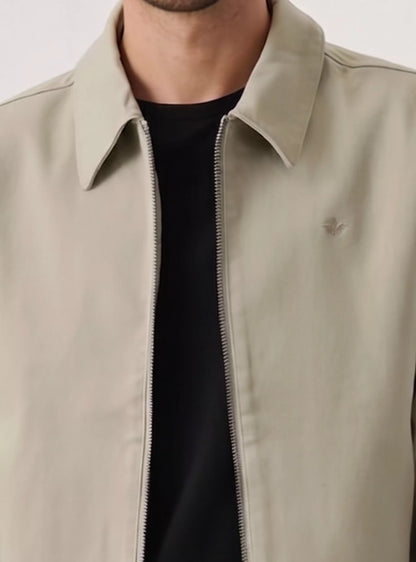 Chaqueta Hombre Laydown Collar Cotton Khaki
