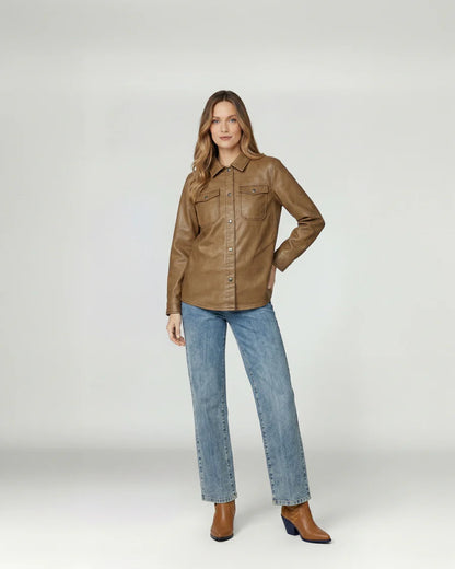Camisa Mujer Emilia Relaxed Cuello Tipo Camisa Chocolate