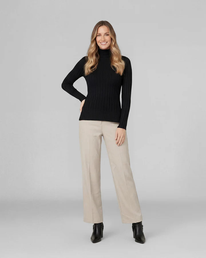Sweater Mujer Josefa Slim Fit Cuello Alto Redondo Manga Ajustada Negro