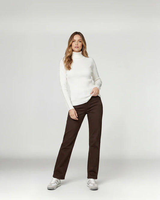 Sweater Mujer Teresa Relaxed Cuello Alto Redondo Manga Caída Crudo