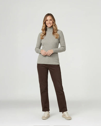 Sweater Mujer Teresa Relaxed Cuello Alto Redondo Manga Caída Fango