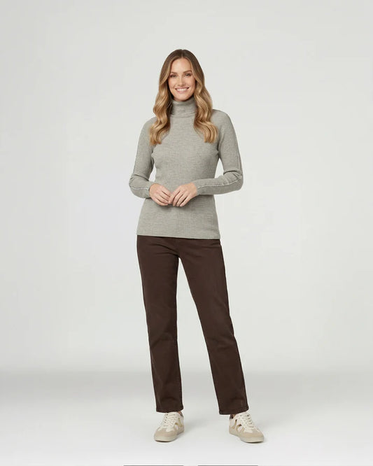 Sweater Mujer Teresa Relaxed Cuello Alto Redondo Manga Caída Fango
