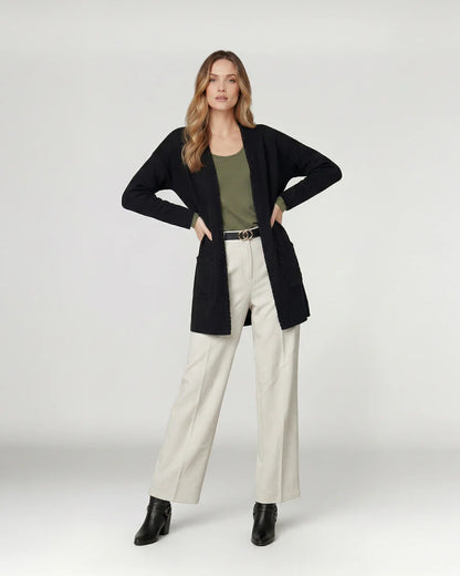 Cardigan Mujer Gianna Relaxed Cuello Tipo Kimono Manga Caída Negro