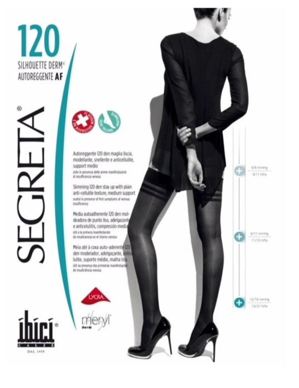 Media Liga Ibici Negro T2 120 Silhoutte compresión graduada 12-16 mmHg