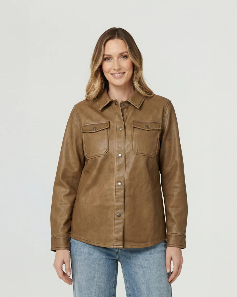 Camisa Mujer Emilia Relaxed Cuello Tipo Camisa Chocolate