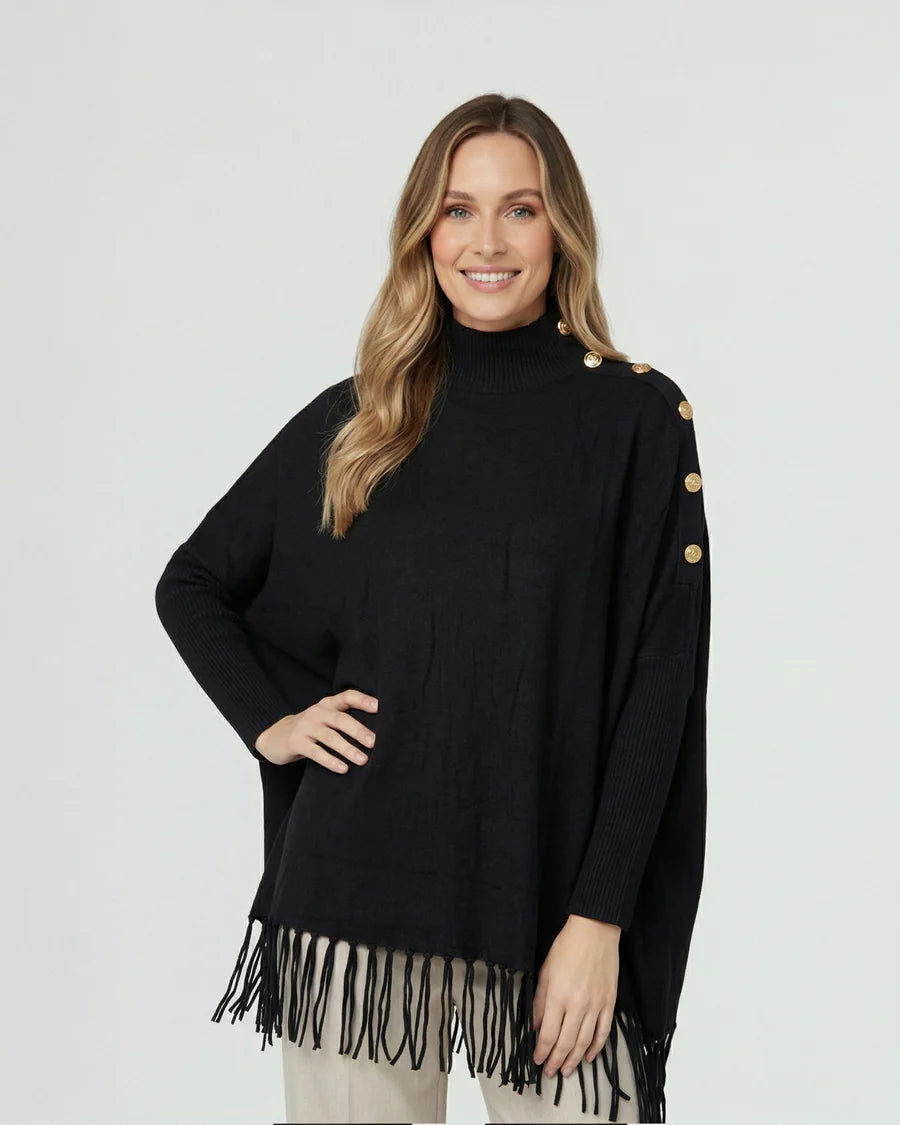 Sweater Mujer Rosario Regular Cuello Redondo Manga Ajustada Negro
