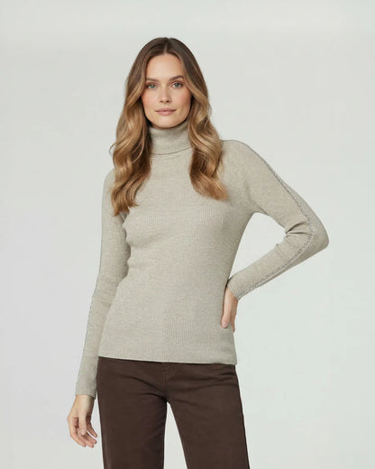 Sweater Mujer Teresa Relaxed Cuello Alto Redondo Manga Caída Fango