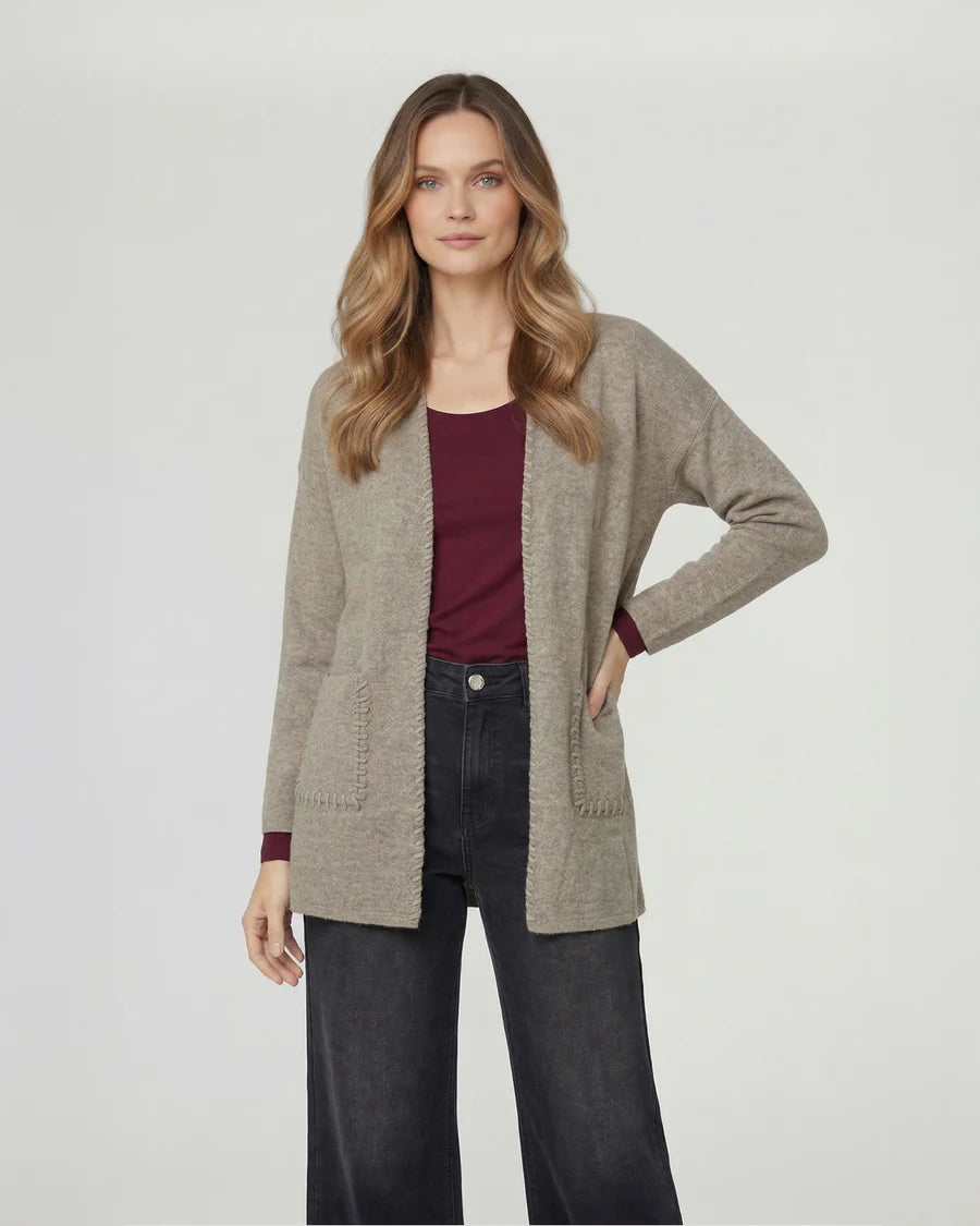 Cardigan Mujer Gianna Relaxed Cuello Tipo Kimono Manga Caída Fango