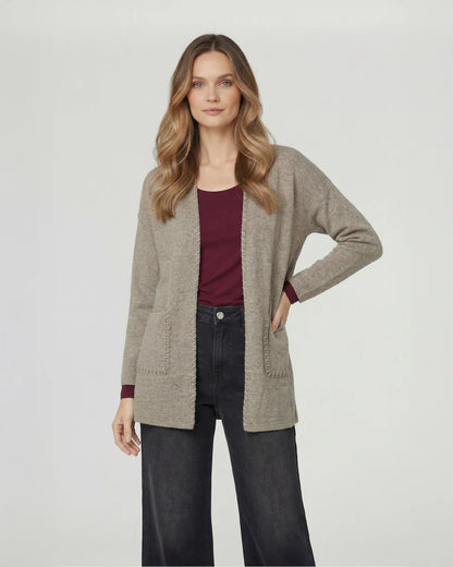 Cardigan Mujer Gianna Relaxed Cuello Tipo Kimono Manga Caída Fango