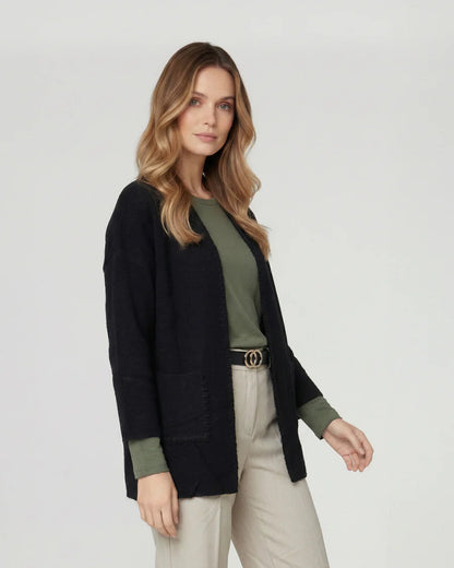 Cardigan Mujer Gianna Relaxed Cuello Tipo Kimono Manga Caída Negro