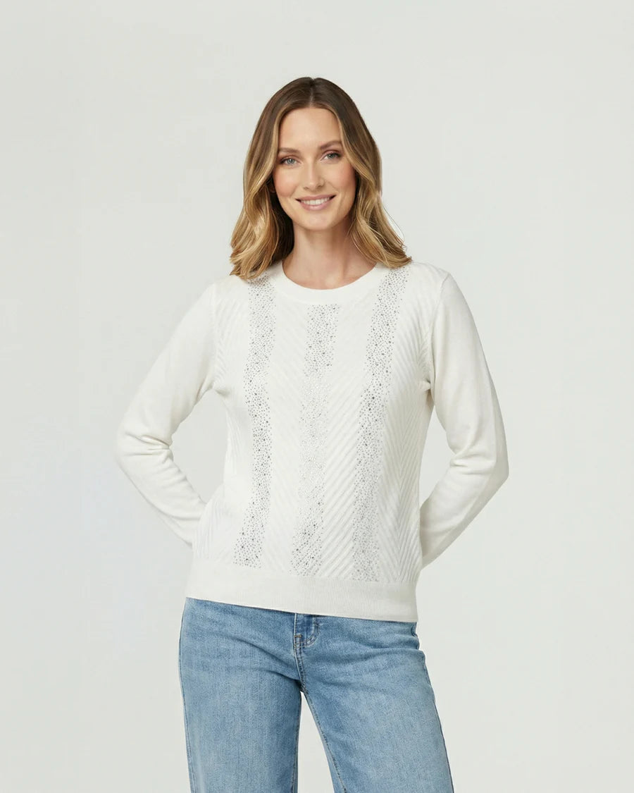 Sweater Mujer Rita Relaxed Cuello Redondo Manga Caída Crudo