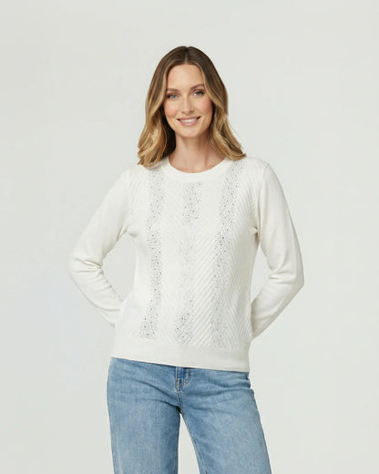 Sweater Mujer Rita Relaxed Cuello Redondo Manga Caída Crudo