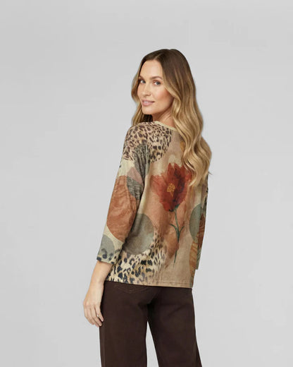 Polera Mujer Josefina Overside Cuello En V Manga Caída Camel