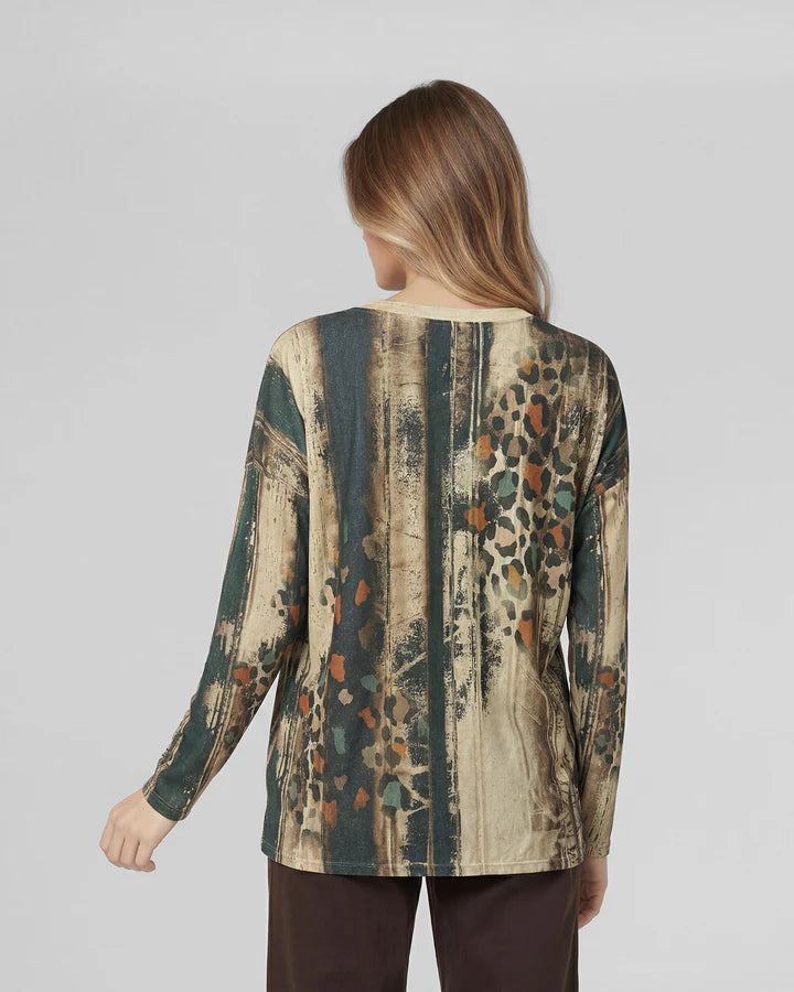 Polera Mujer Josefina Overside Cuello En V Manga Caída Petroleo