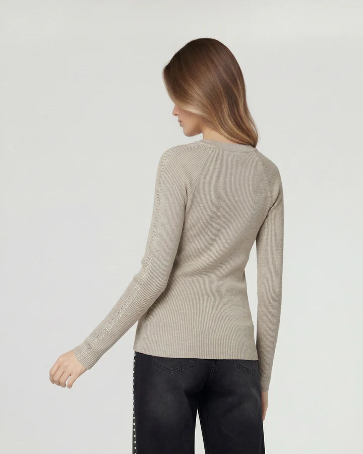 Sweater Mujer Ornella Relaxed Cuello En V Manga Caída Fango