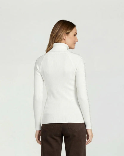 Sweater Mujer Teresa Relaxed Cuello Alto Redondo Manga Caída Crudo