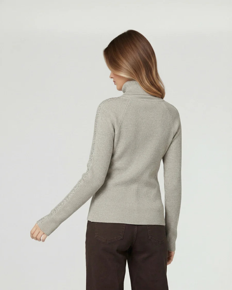 Sweater Mujer Teresa Relaxed Cuello Alto Redondo Manga Caída Fango