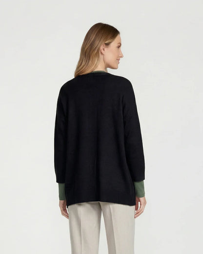 Cardigan Mujer Gianna Relaxed Cuello Tipo Kimono Manga Caída Negro