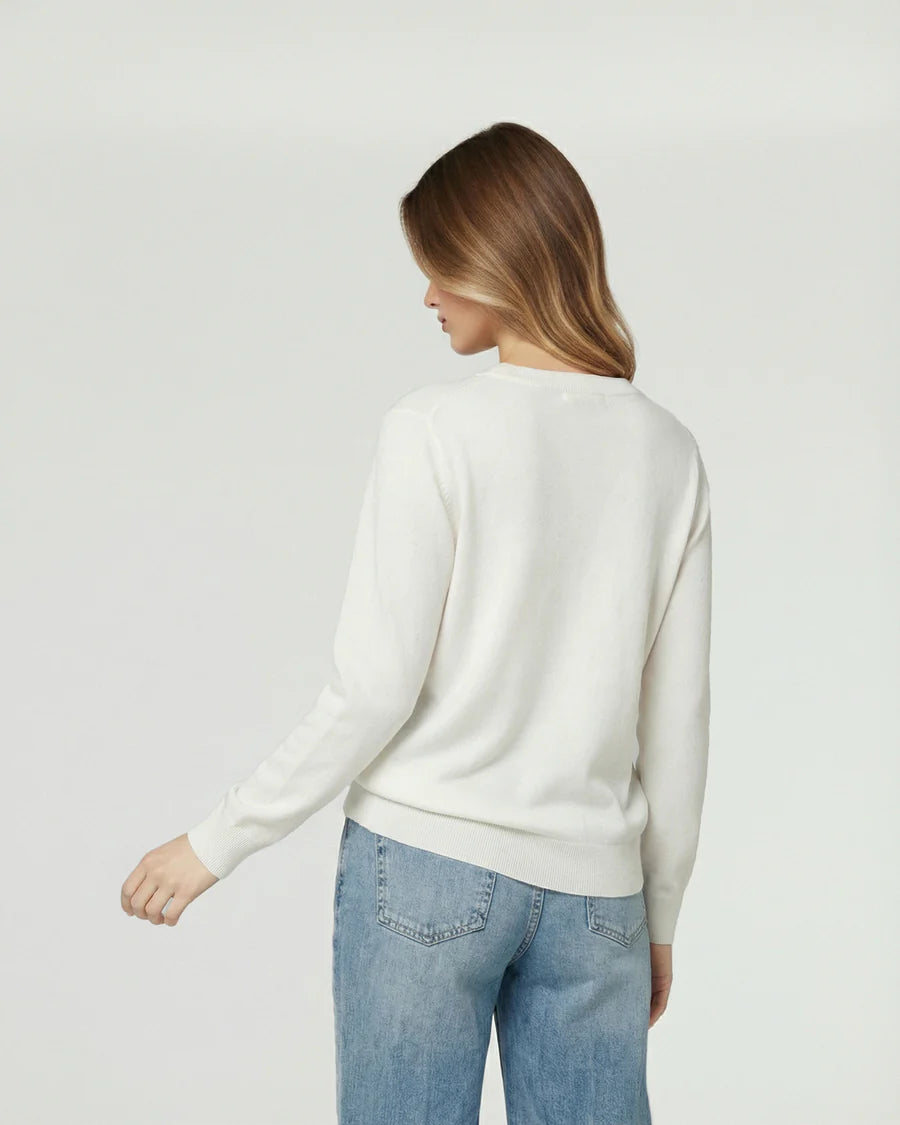 Sweater Mujer Rita Relaxed Cuello Redondo Manga Caída Crudo