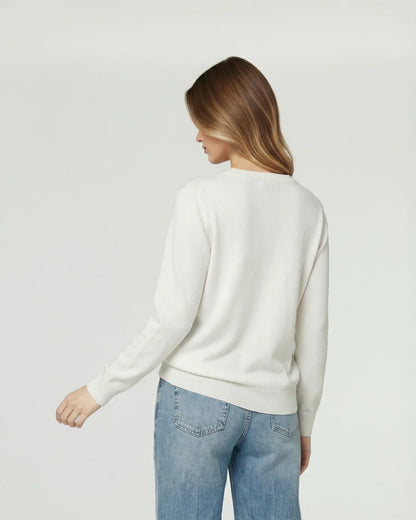 Sweater Mujer Rita Relaxed Cuello Redondo Manga Caída Crudo