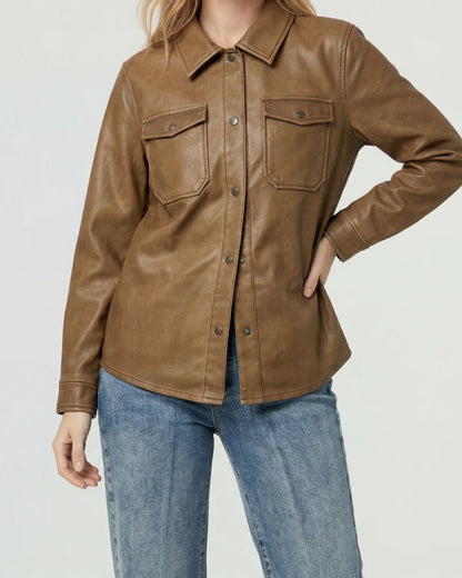 Camisa Mujer Emilia Relaxed Cuello Tipo Camisa Chocolate