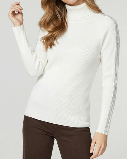 Sweater Mujer Teresa Relaxed Cuello Alto Redondo Manga Caída Crudo