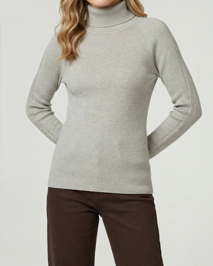 Sweater Mujer Teresa Relaxed Cuello Alto Redondo Manga Caída Fango