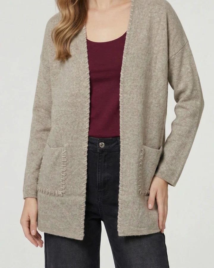 Cardigan Mujer Gianna Relaxed Cuello Tipo Kimono Manga Caída Fango