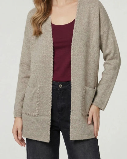 Cardigan Mujer Gianna Relaxed Cuello Tipo Kimono Manga Caída Fango