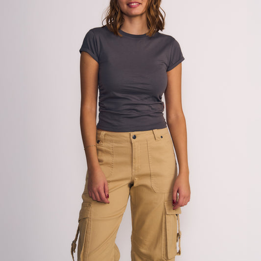 Polera Mujer Manga Corta Gris