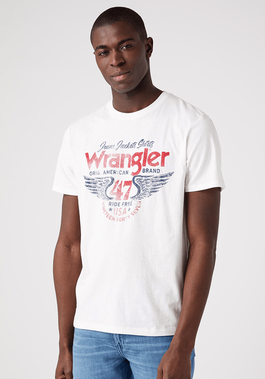 Polera Hombre Americana Manga Corta Worn White