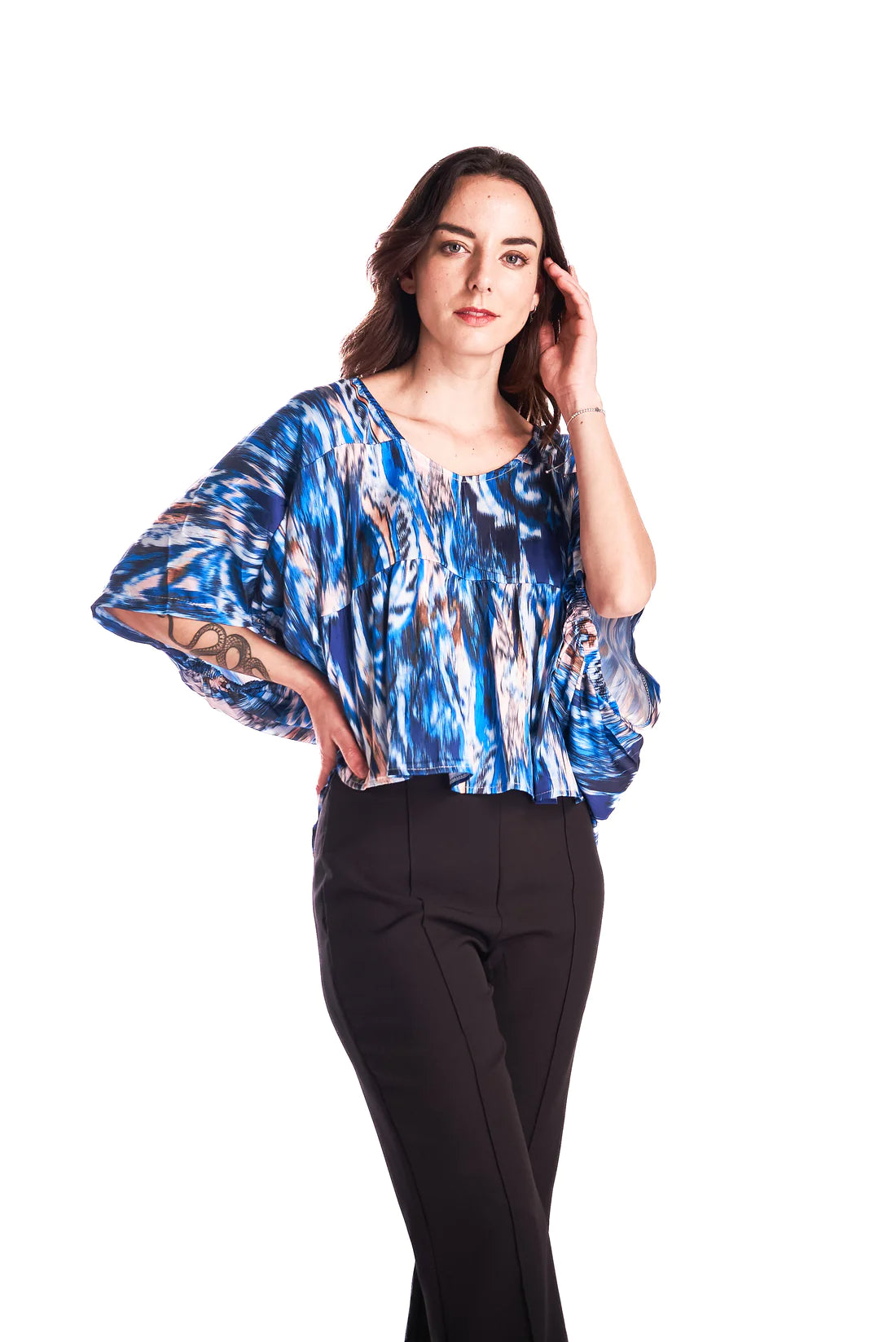 Blusa Mujer Farfalla raso Azul