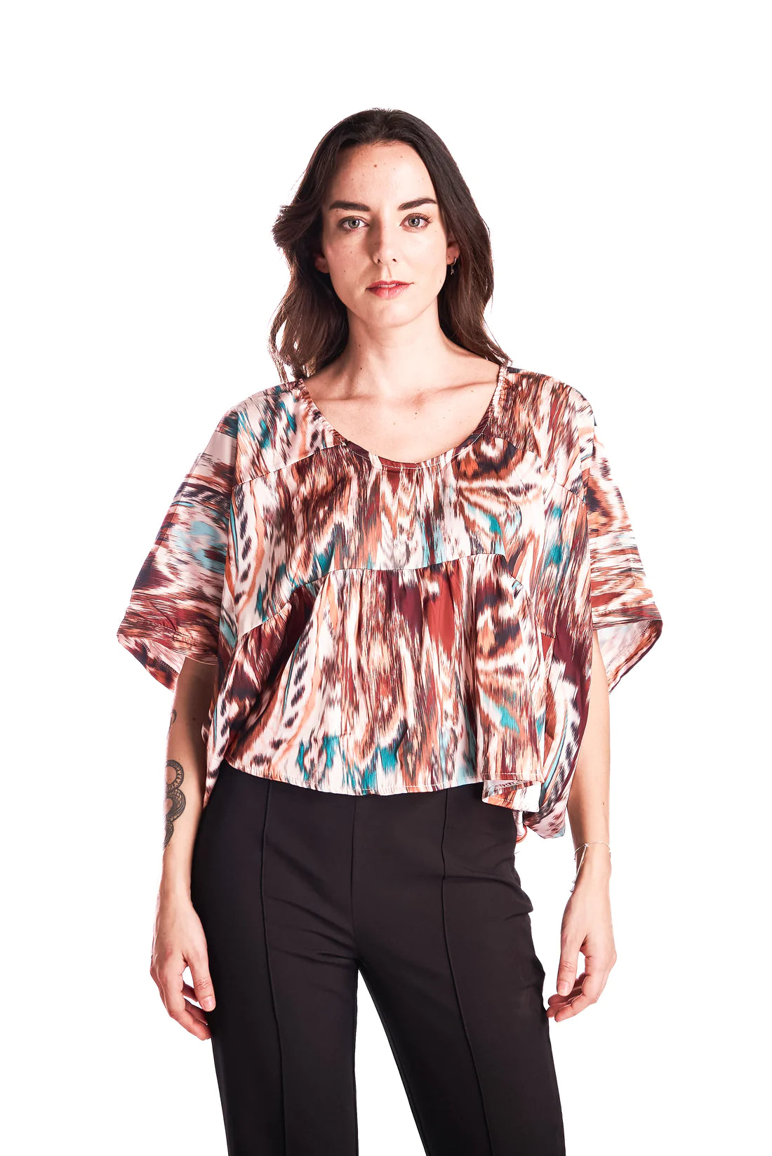 Blusa Mujer Farfalla raso Cafe