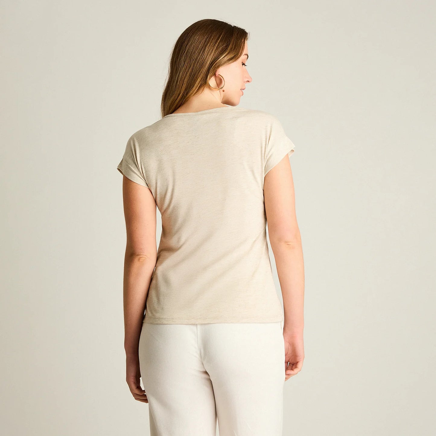 Polera Mujer Tejida con Detalle Brillante Beige