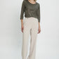 Pantalón Mujer Con Pinza Y Botón Decorativo Beige