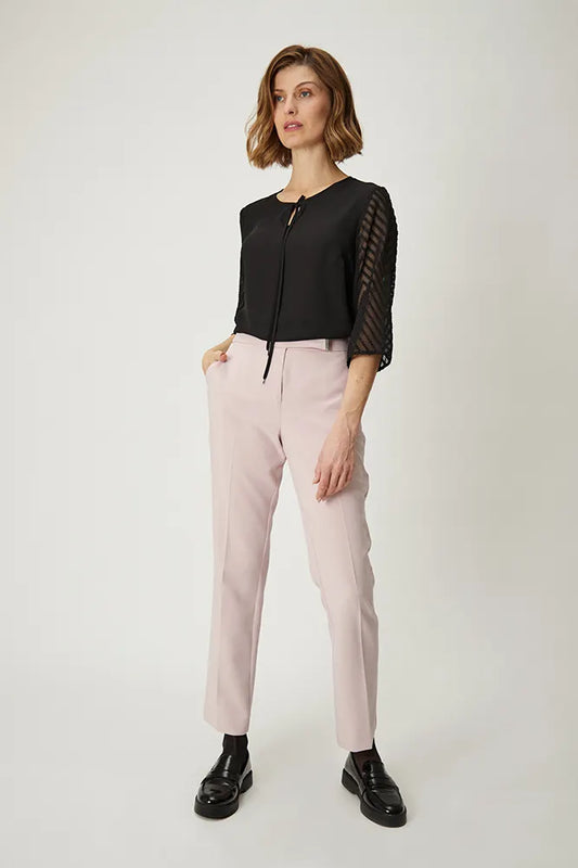 Pantalón Mujer Formal Con Accesorio En Pretina Rosado