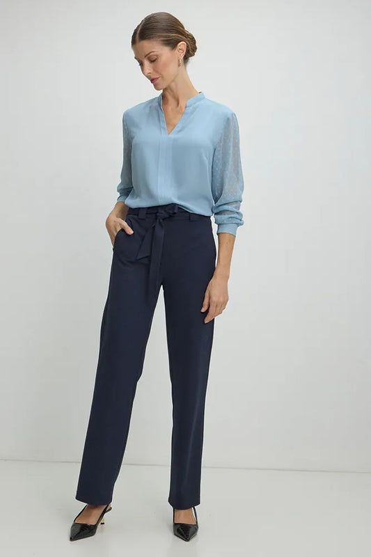 pantalon-mujer-con-lazo-azul-marino