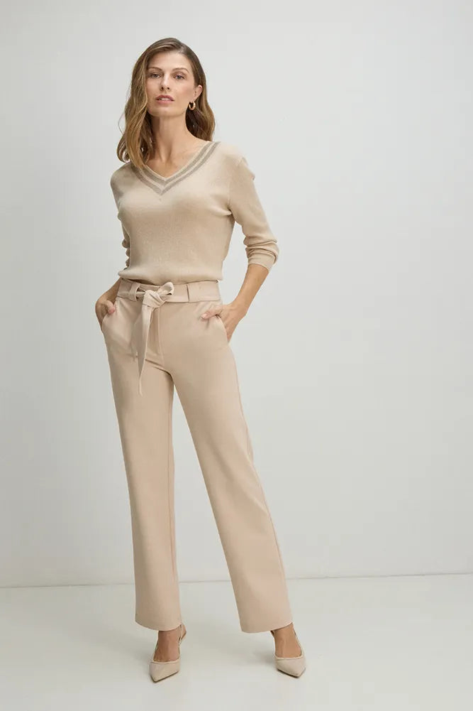 pantalon-mujer-con-lazo-beige-
