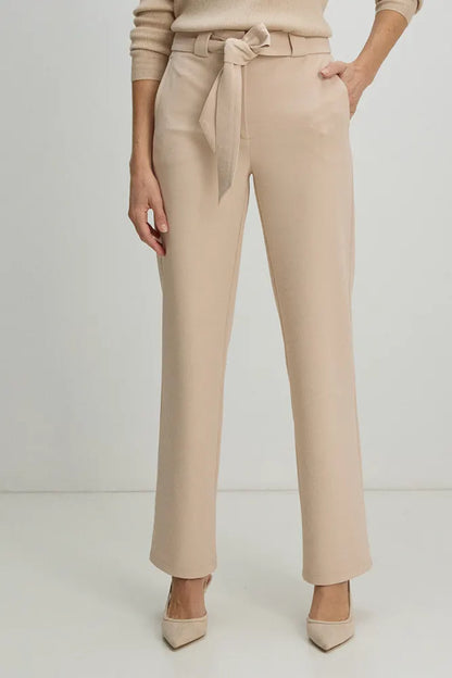 pantalon-mujer-con-lazo-beige-