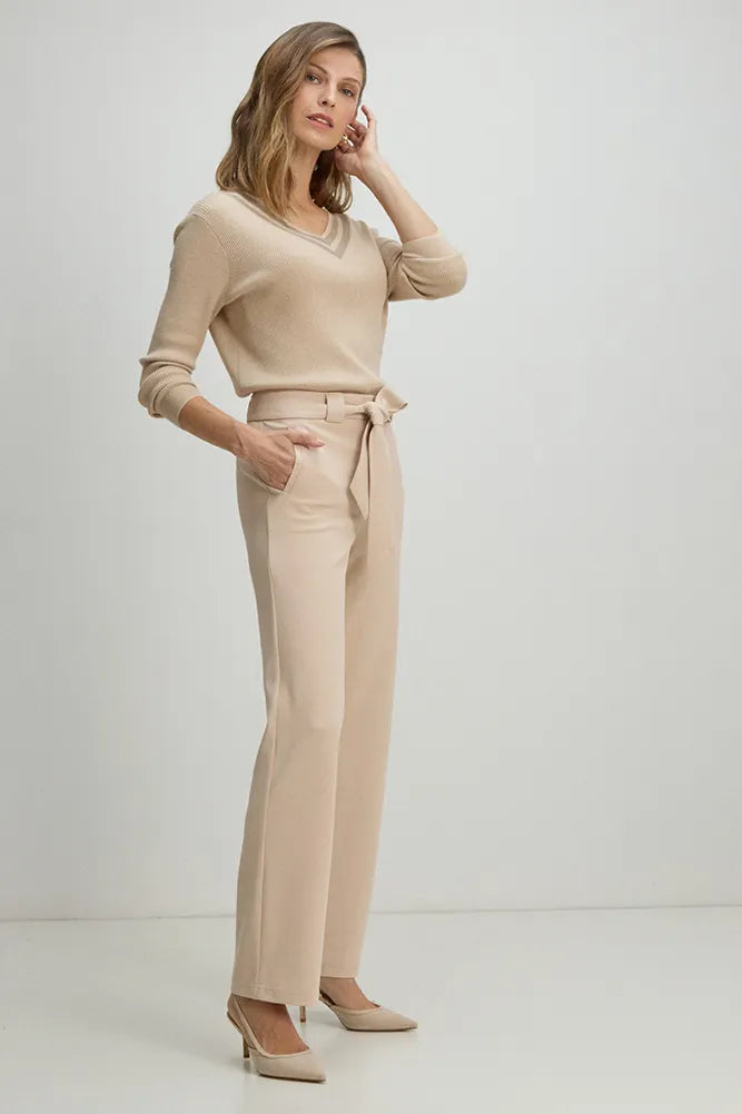 pantalon-mujer-con-lazo-beige-