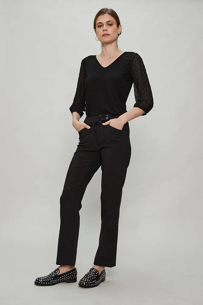 Pantalón Mujer Formal Recto Negro