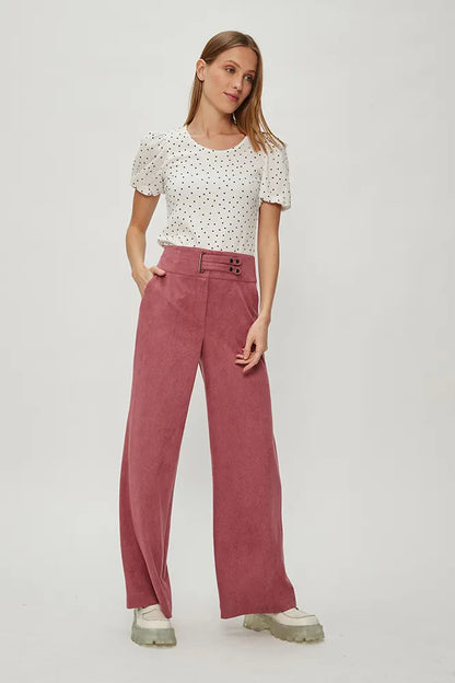 Pantalón Mujer Pallazzo Sarga Rosado