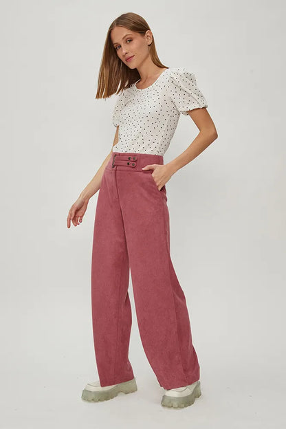 Pantalón Mujer Pallazzo Sarga Rosado