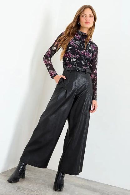 Pantalón Pu Con Pliegues Negro