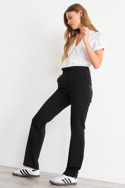 Pantalon Mujer Formal Con Liston Negro