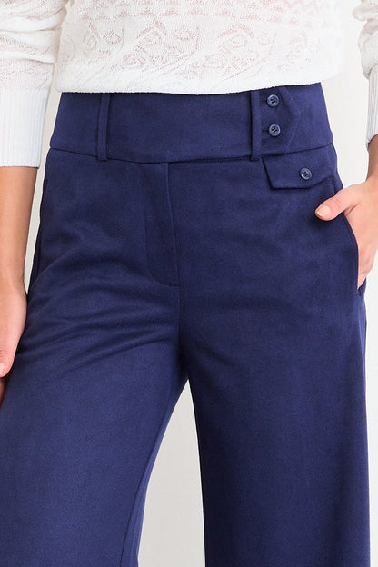 Pantalon Mujer Basico Con Detalles Decortativos Azul Marino