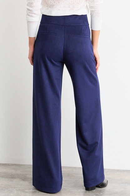 Pantalon Mujer Basico Con Detalles Decortativos Azul Marino