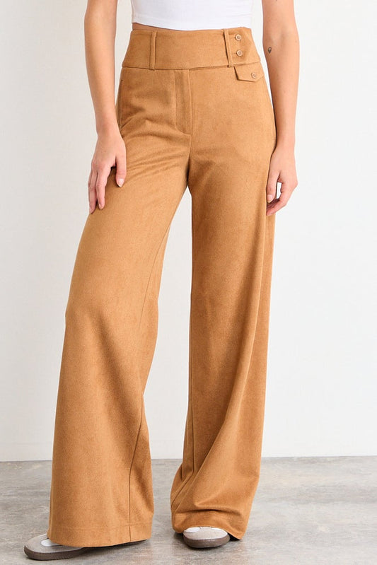 Pantalon Mujer Basico Con Detalles Decortativos Café