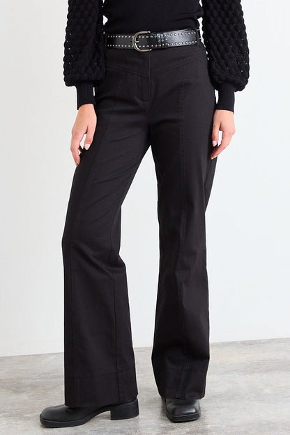 Pantalon Mujer Gabardina Con Rebeca Y Doble Pasador Negro